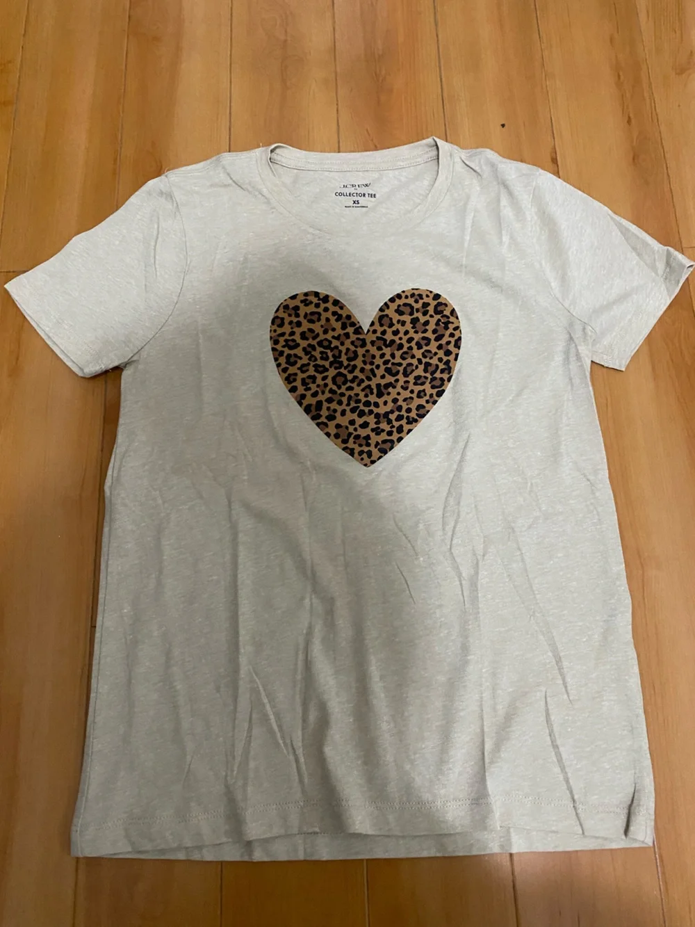 J. Crew Cream Tee with Leopard Heart Graphic